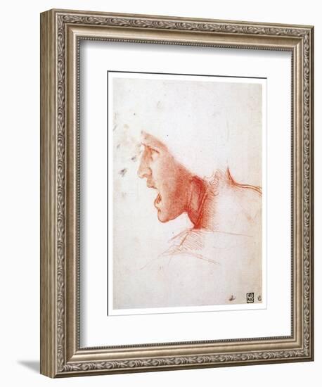 Head of a Man Shouting in Profile to the Left, 1503-1504-Leonardo da Vinci-Framed Giclee Print