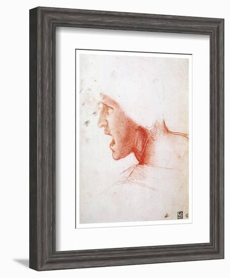 Head of a Man Shouting in Profile to the Left, 1503-1504-Leonardo da Vinci-Framed Giclee Print