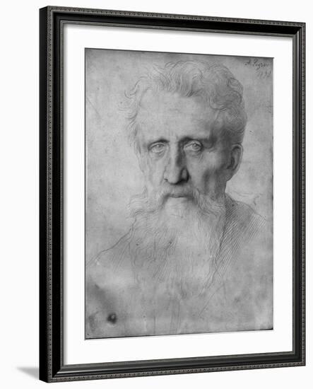 Head of a Man with Long Beard, 1898 (Silverpoint on White Cardboard)-Alphonse Legros-Framed Giclee Print