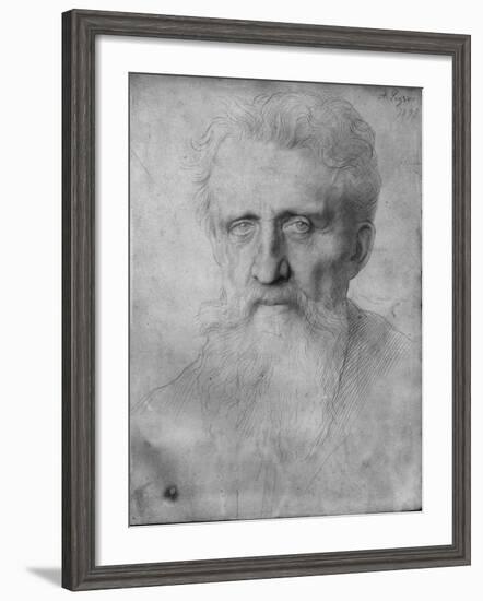 Head of a Man with Long Beard, 1898 (Silverpoint on White Cardboard)-Alphonse Legros-Framed Giclee Print