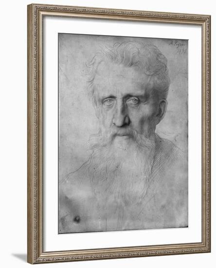 Head of a Man with Long Beard, 1898 (Silverpoint on White Cardboard)-Alphonse Legros-Framed Giclee Print