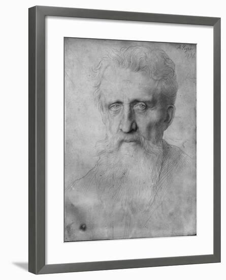 Head of a Man with Long Beard, 1898 (Silverpoint on White Cardboard)-Alphonse Legros-Framed Giclee Print