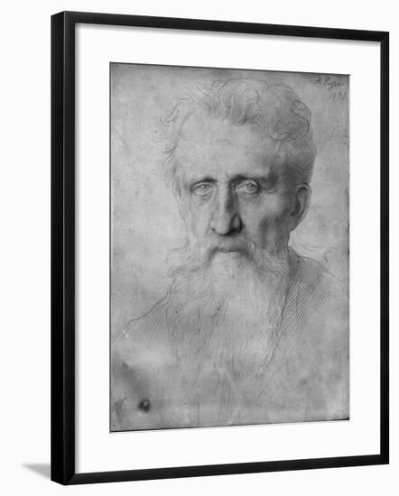 Head of a Man with Long Beard, 1898 (Silverpoint on White Cardboard)-Alphonse Legros-Framed Giclee Print