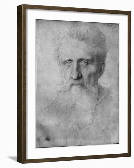 Head of a Man with Long Beard, 1898 (Silverpoint on White Cardboard)-Alphonse Legros-Framed Giclee Print