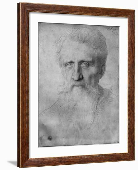 Head of a Man with Long Beard, 1898 (Silverpoint on White Cardboard)-Alphonse Legros-Framed Giclee Print