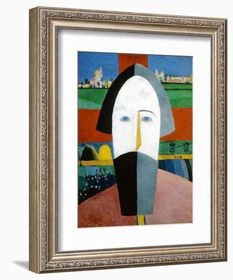 Head of a Peasant, 1928-1932-Kazimir Malevich-Framed Giclee Print