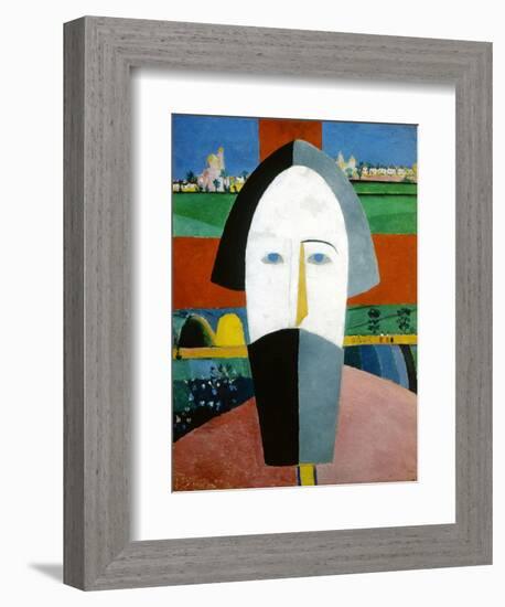 Head of a Peasant, 1928-1932-Kazimir Malevich-Framed Giclee Print