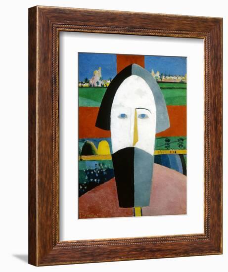 Head of a Peasant, 1928-1932-Kazimir Malevich-Framed Giclee Print