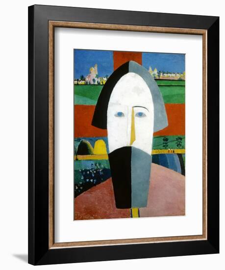 Head of a Peasant, 1928-1932-Kazimir Malevich-Framed Giclee Print