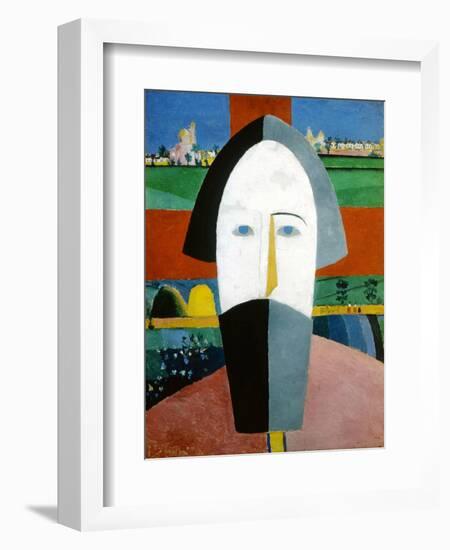 Head of a Peasant, 1928-1932-Kazimir Malevich-Framed Giclee Print