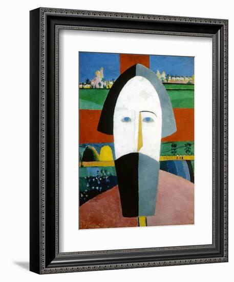 Head of a Peasant, 1928-1932-Kazimir Malevich-Framed Giclee Print