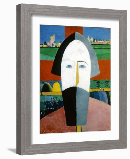 Head of a Peasant, 1928-1932-Kazimir Malevich-Framed Giclee Print