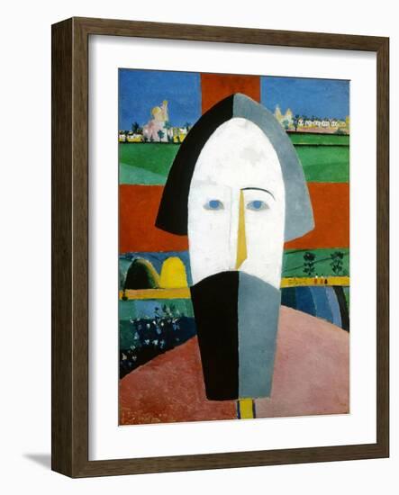 Head of a Peasant, 1928-1932-Kazimir Malevich-Framed Giclee Print