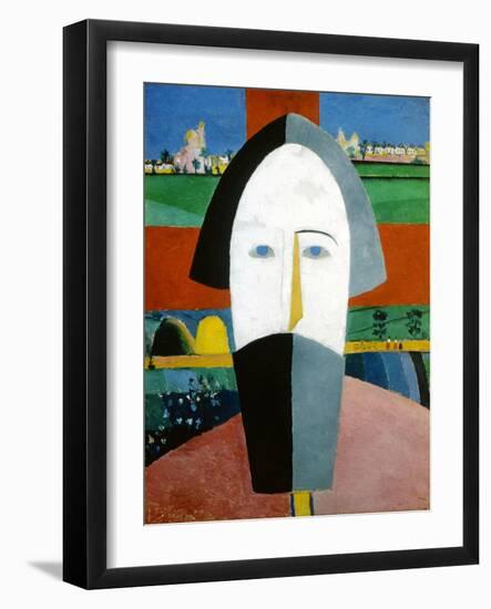 Head of a Peasant, 1928-1932-Kazimir Malevich-Framed Giclee Print