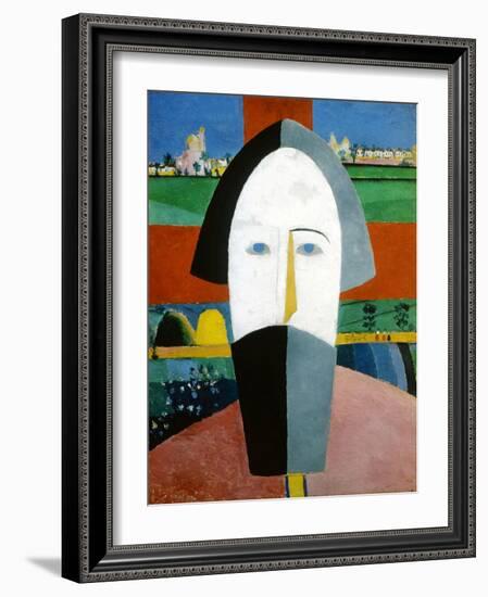 Head of a Peasant, 1928-1932-Kazimir Malevich-Framed Giclee Print