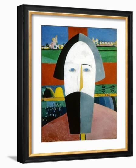 Head of a Peasant, 1928-1932-Kazimir Malevich-Framed Giclee Print