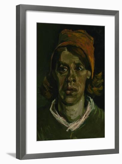 Head of a Peasant Woman with Red Hood, 1885-Vincent van Gogh-Framed Giclee Print