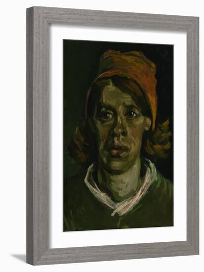 Head of a Peasant Woman with Red Hood, 1885-Vincent van Gogh-Framed Giclee Print