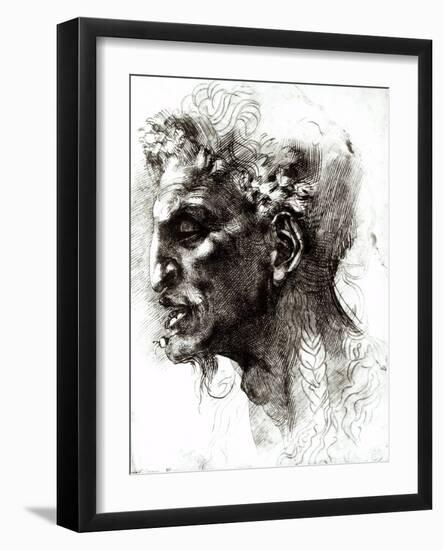 Head of a Satyr-Michelangelo Buonarroti-Framed Giclee Print