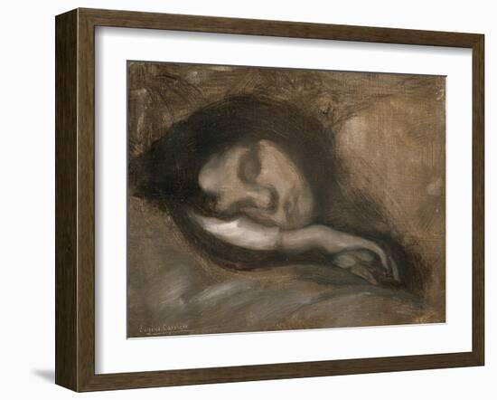 Head of a Sleeping Woman, 19th or Early 20th Century-Eugene Carriere-Framed Giclee Print