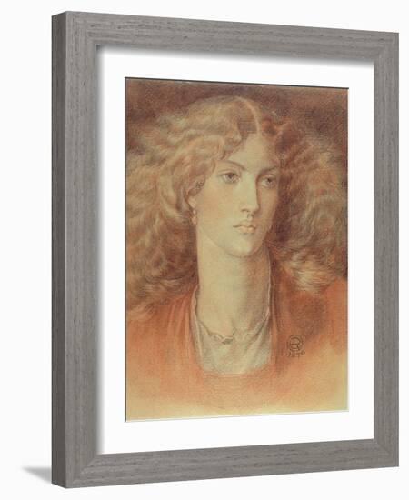 Head of a Woman, Called Ruth Herbert, 1876 (Red and Black Chalk on Paper)-Dante Gabriel Rossetti-Framed Giclee Print