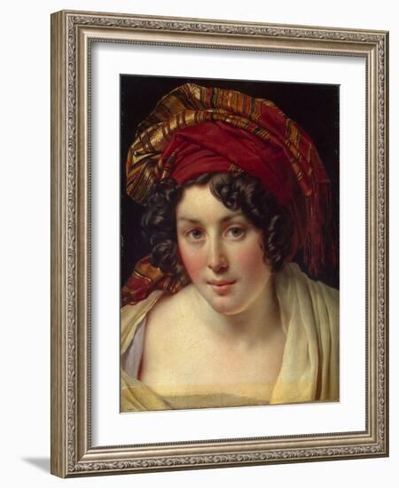 Head of a Woman in a Turban, Ca 1820-Anne-Louis Girodet de Roussy-Trioson-Framed Giclee Print