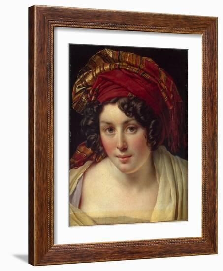 Head of a Woman in a Turban, Ca 1820-Anne-Louis Girodet de Roussy-Trioson-Framed Giclee Print