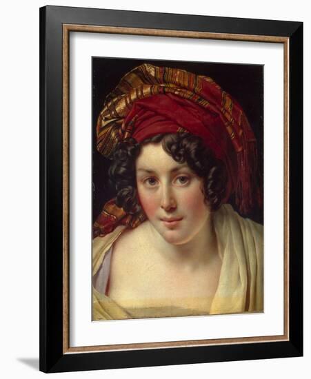 Head of a Woman in a Turban, Ca 1820-Anne-Louis Girodet de Roussy-Trioson-Framed Giclee Print