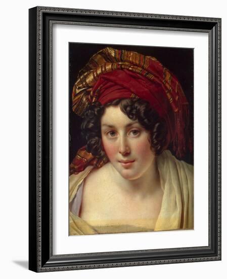 Head of a Woman in a Turban, Ca 1820-Anne-Louis Girodet de Roussy-Trioson-Framed Giclee Print