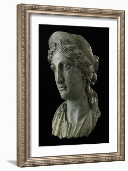 Head of a Woman in the Guise of a Goddess, 1St Century (Copper Alloy and Silver)-Roman-Framed Giclee Print