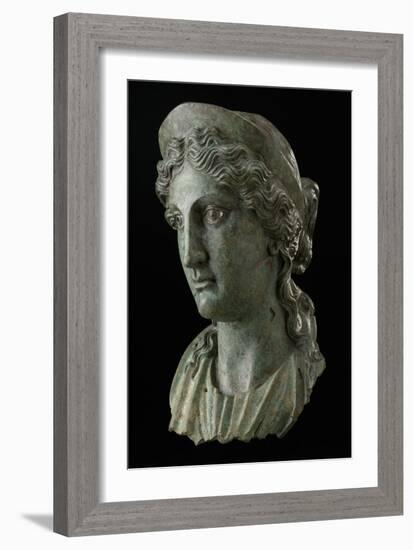 Head of a Woman in the Guise of a Goddess, 1St Century (Copper Alloy and Silver)-Roman-Framed Giclee Print