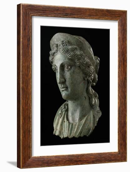 Head of a Woman in the Guise of a Goddess, 1St Century (Copper Alloy and Silver)-Roman-Framed Giclee Print