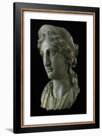 Head of a Woman in the Guise of a Goddess, 1St Century (Copper Alloy and Silver)-Roman-Framed Giclee Print