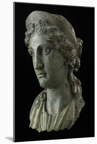 Head of a Woman in the Guise of a Goddess, 1St Century (Copper Alloy and Silver)-Roman-Mounted Giclee Print