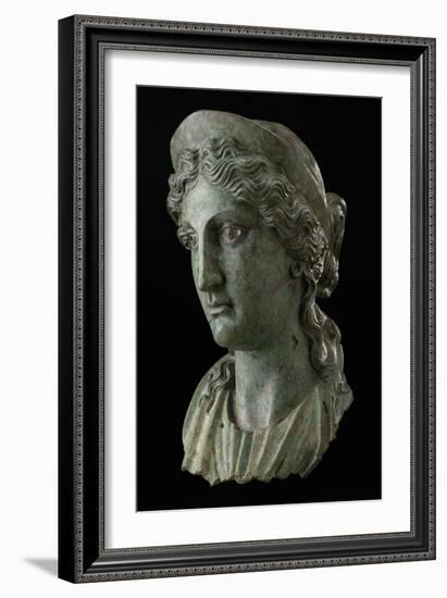 Head of a Woman in the Guise of a Goddess, 1St Century (Copper Alloy and Silver)-Roman-Framed Giclee Print