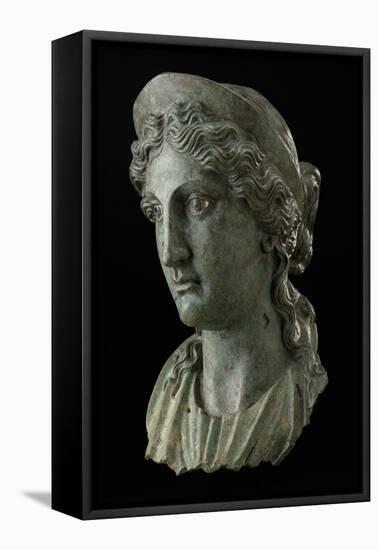 Head of a Woman in the Guise of a Goddess, 1St Century (Copper Alloy and Silver)-Roman-Framed Premier Image Canvas