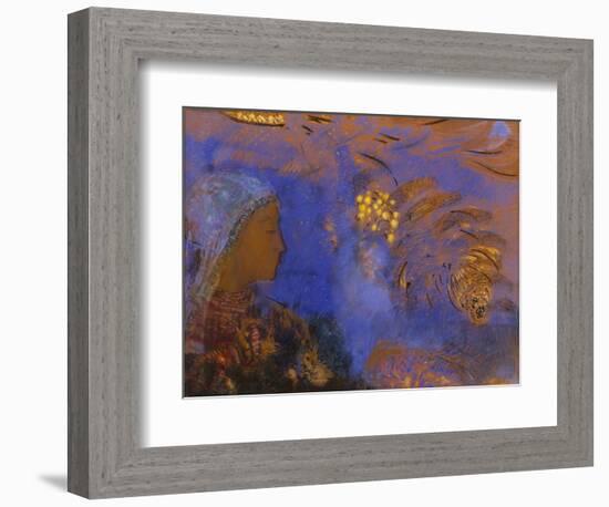 Head of a Woman (Pastel on Brown Paper)-Odilon Redon-Framed Giclee Print