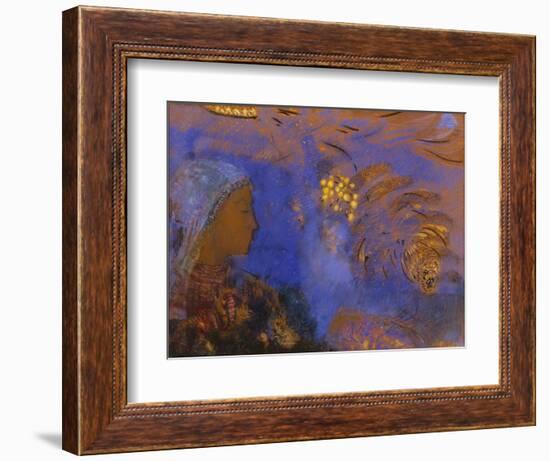 Head of a Woman (Pastel on Brown Paper)-Odilon Redon-Framed Giclee Print