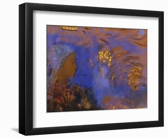 Head of a Woman (Pastel on Brown Paper)-Odilon Redon-Framed Giclee Print