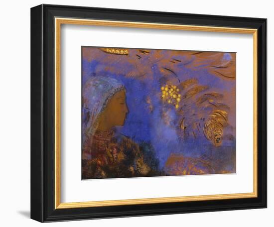 Head of a Woman (Pastel on Brown Paper)-Odilon Redon-Framed Giclee Print