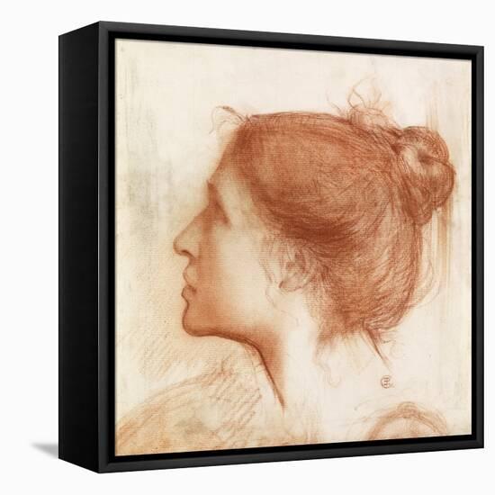 Head of a Woman (Red Crayon on Paper)-Edward John Poynter-Framed Premier Image Canvas