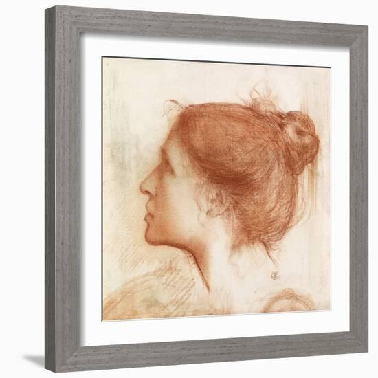 Head of a Woman (Red Crayon on Paper)-Edward John Poynter-Framed Giclee Print