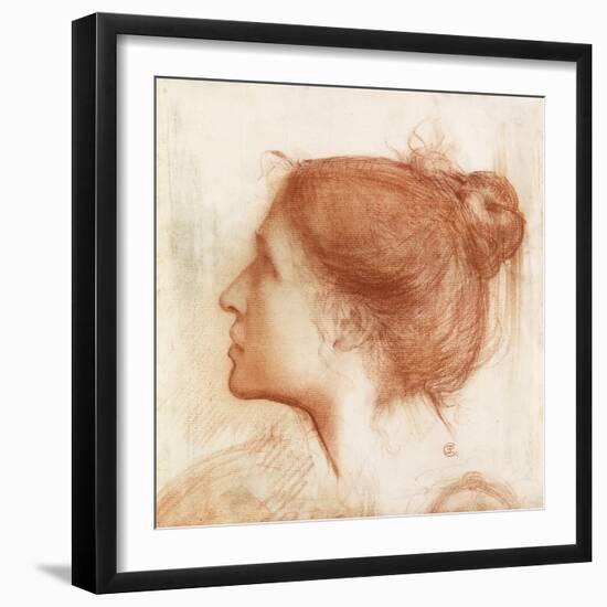 Head of a Woman (Red Crayon on Paper)-Edward John Poynter-Framed Giclee Print