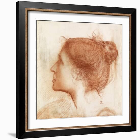 Head of a Woman (Red Crayon on Paper)-Edward John Poynter-Framed Giclee Print
