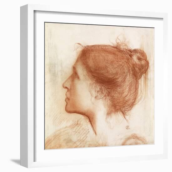 Head of a Woman (Red Crayon on Paper)-Edward John Poynter-Framed Giclee Print