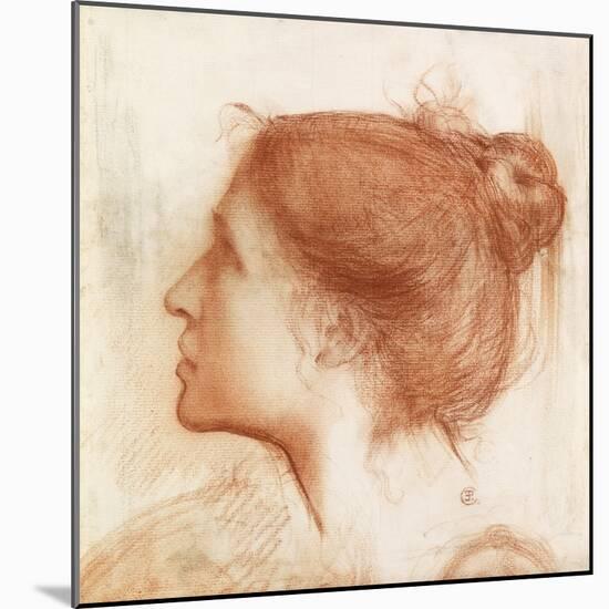 Head of a Woman (Red Crayon on Paper)-Edward John Poynter-Mounted Giclee Print