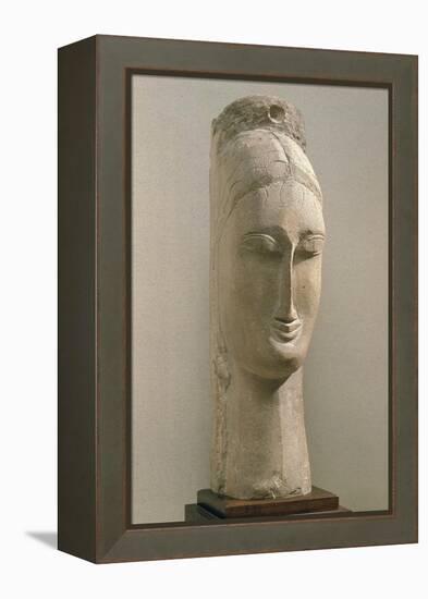 Head of a Woman (Stone)-Amedeo Modigliani-Framed Premier Image Canvas