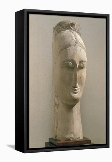 Head of a Woman (Stone)-Amedeo Modigliani-Framed Premier Image Canvas