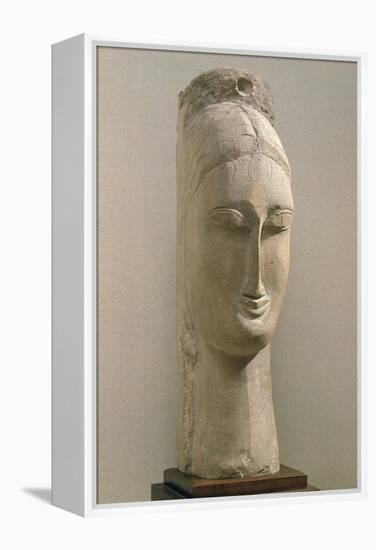 Head of a Woman (Stone)-Amedeo Modigliani-Framed Premier Image Canvas