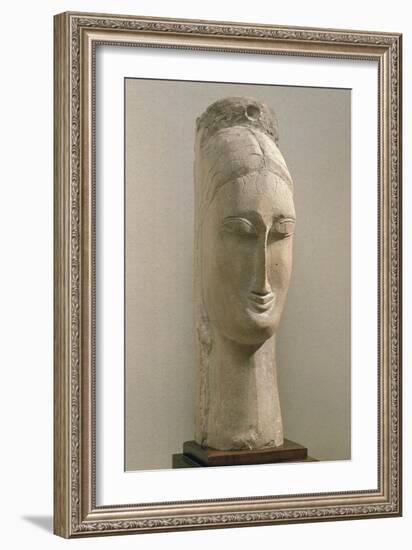 Head of a Woman (Stone)-Amedeo Modigliani-Framed Giclee Print